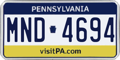 PA license plate MND4694