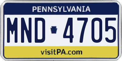 PA license plate MND4705