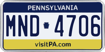 PA license plate MND4706