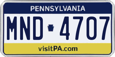 PA license plate MND4707