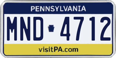 PA license plate MND4712