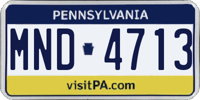 PA license plate MND4713