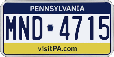 PA license plate MND4715