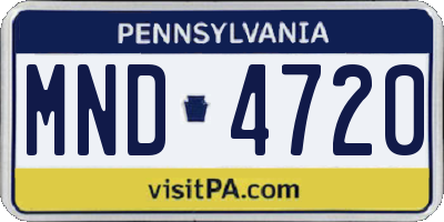 PA license plate MND4720