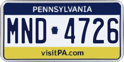 PA license plate MND4726