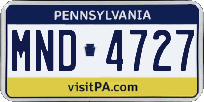 PA license plate MND4727
