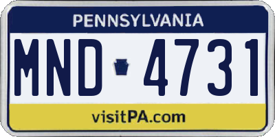 PA license plate MND4731