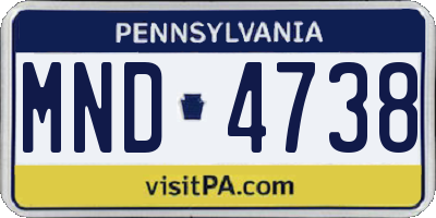 PA license plate MND4738