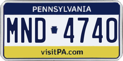 PA license plate MND4740