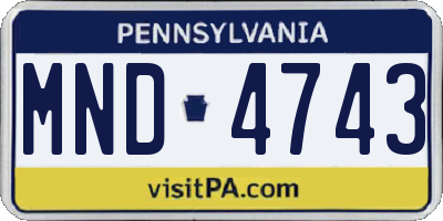 PA license plate MND4743