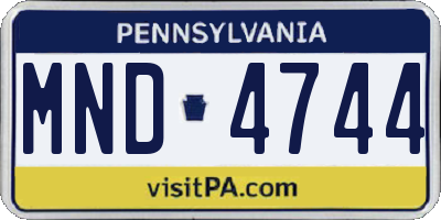 PA license plate MND4744