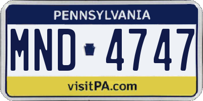 PA license plate MND4747