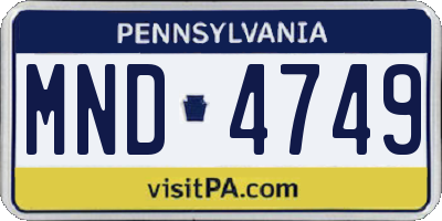 PA license plate MND4749