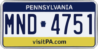 PA license plate MND4751