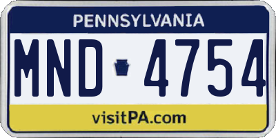 PA license plate MND4754