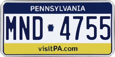 PA license plate MND4755