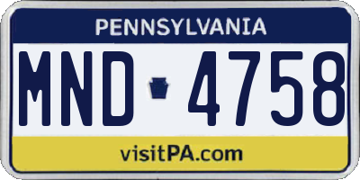 PA license plate MND4758