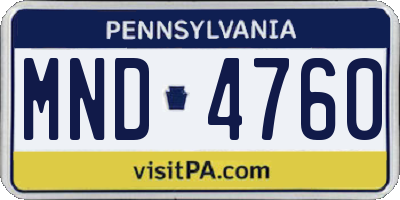 PA license plate MND4760