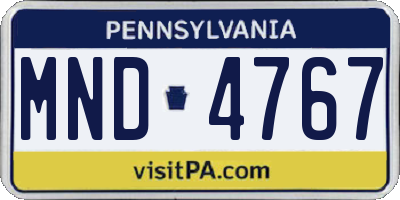 PA license plate MND4767