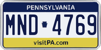 PA license plate MND4769