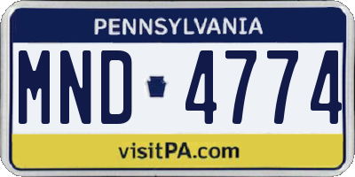 PA license plate MND4774