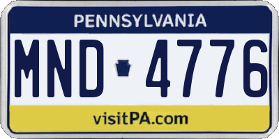 PA license plate MND4776