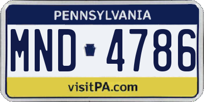 PA license plate MND4786