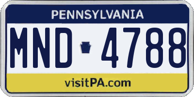 PA license plate MND4788