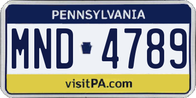 PA license plate MND4789