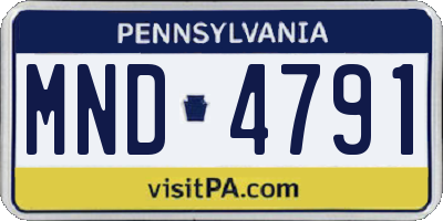 PA license plate MND4791