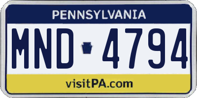 PA license plate MND4794