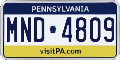 PA license plate MND4809