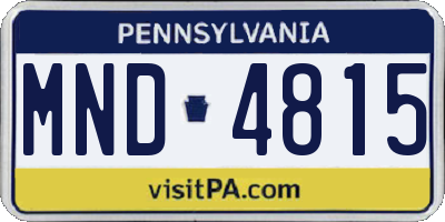 PA license plate MND4815