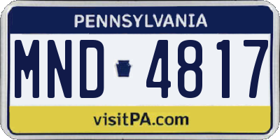 PA license plate MND4817