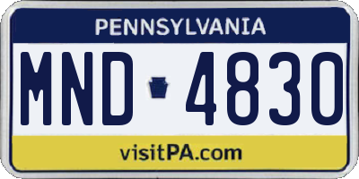 PA license plate MND4830