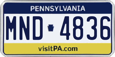 PA license plate MND4836