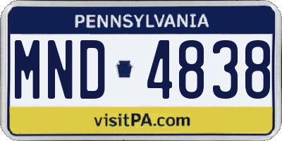 PA license plate MND4838