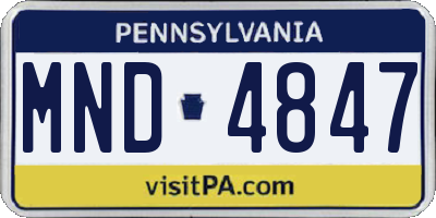 PA license plate MND4847