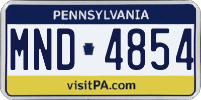 PA license plate MND4854