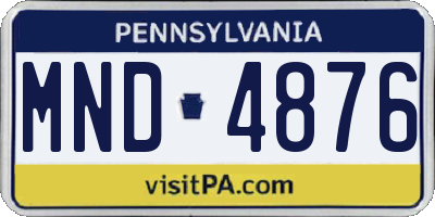 PA license plate MND4876