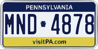 PA license plate MND4878