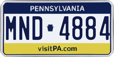 PA license plate MND4884