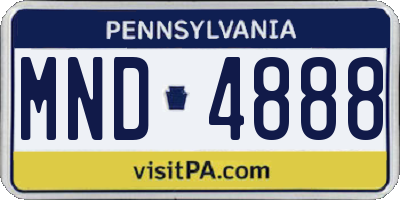 PA license plate MND4888
