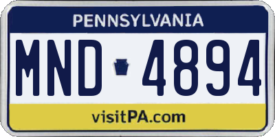 PA license plate MND4894