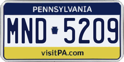 PA license plate MND5209