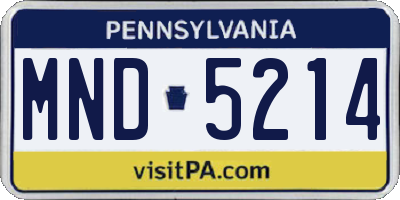 PA license plate MND5214