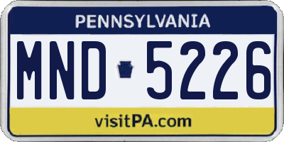 PA license plate MND5226