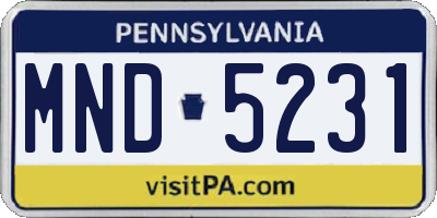 PA license plate MND5231
