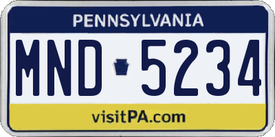 PA license plate MND5234