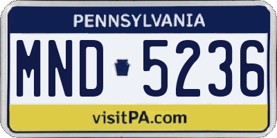 PA license plate MND5236